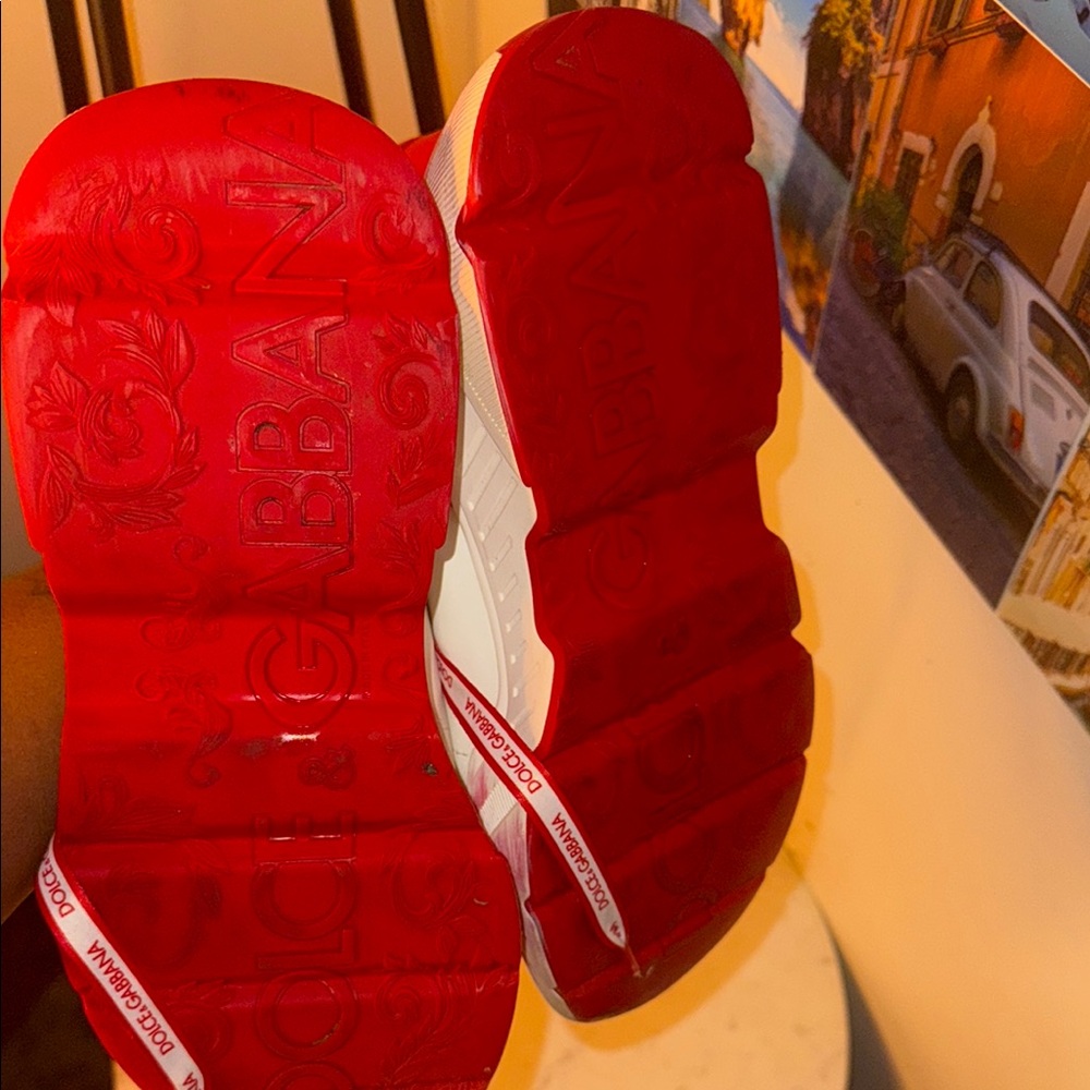 DOLCE&GABBANA Daymaster nappa calfskin white and Red Sneakers - Picture 4 of 8